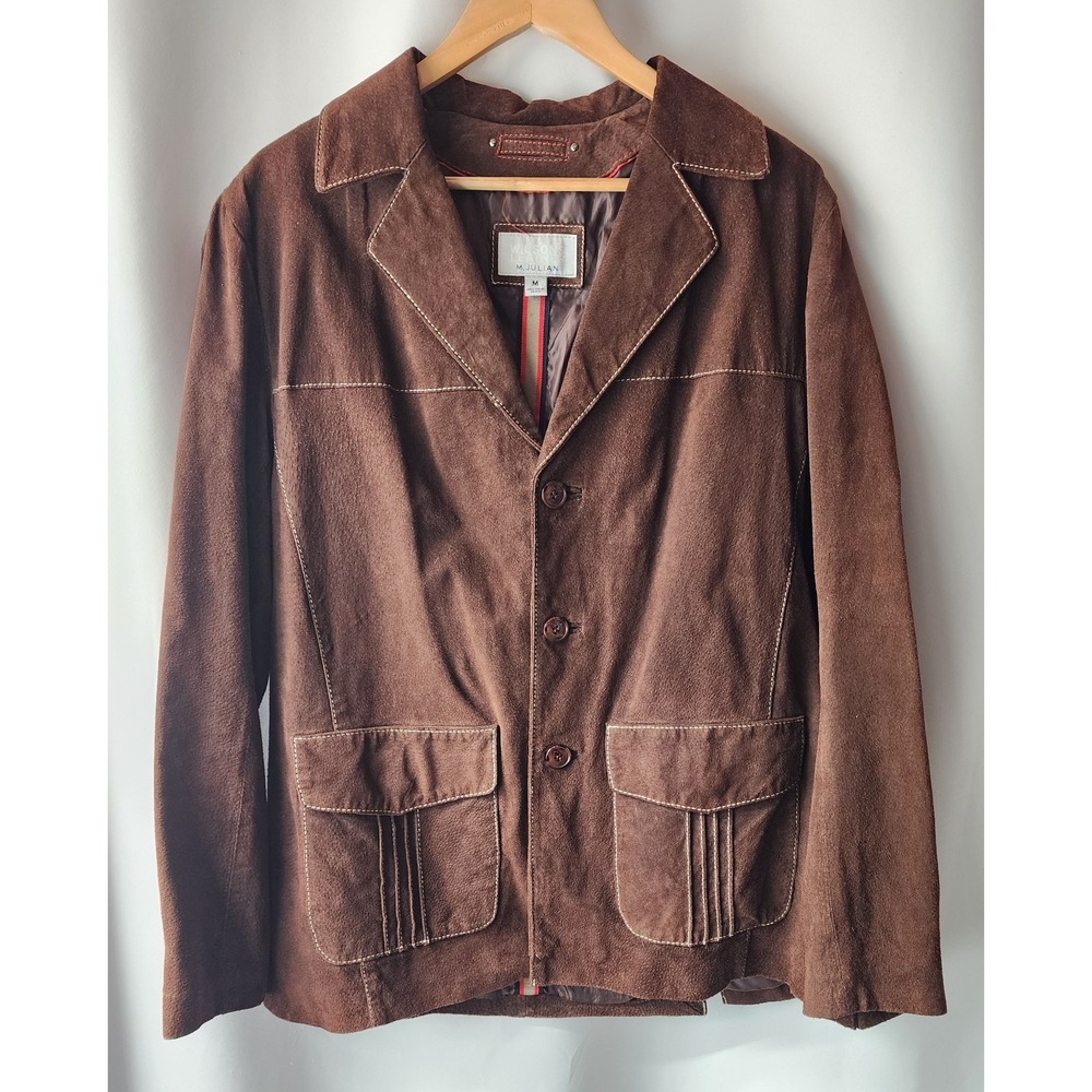 Wilsons Leather M Julian Jacket Size M Lined Pockets Button Up Dark Brown Unisex
